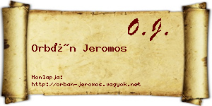 Orbán Jeromos névjegykártya